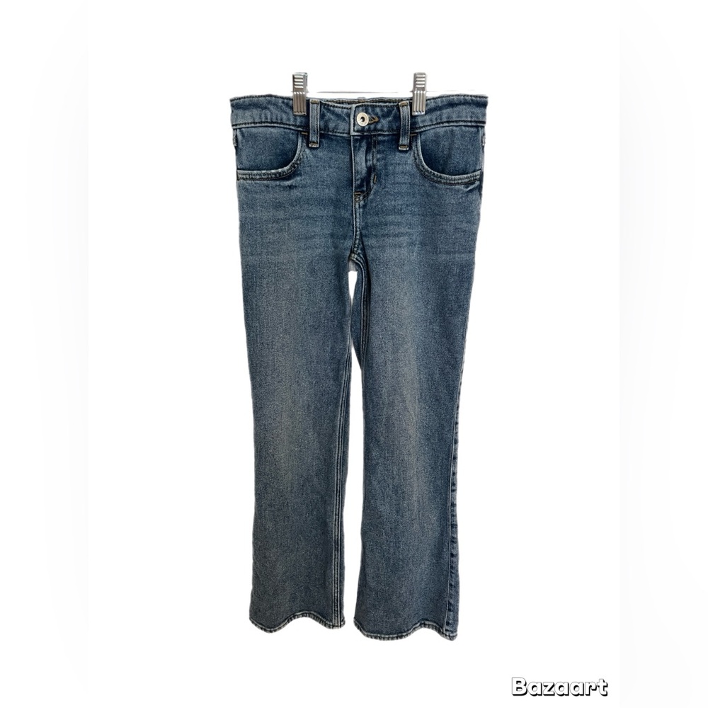Abercrombie Kids Mid-Rise Flare Jeans in a girls size 11/12, medium wash